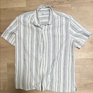 Zara Men's Striped Short Sleeve Linen Shirt
